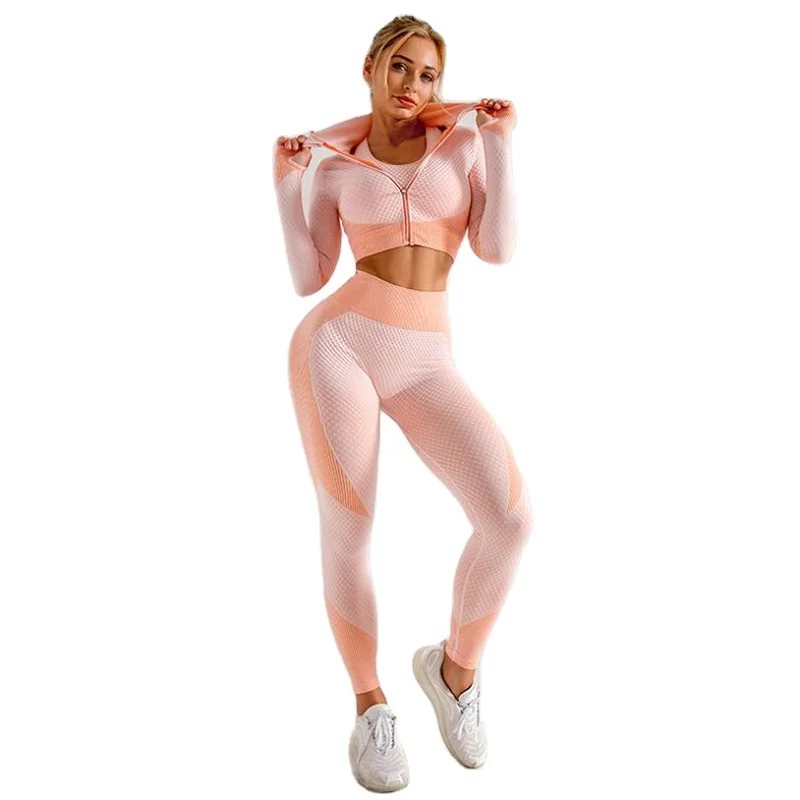 

Seamless Gym Clothing Workout High Waist Fitness Long Sleeve Compression Spandex Women 2021 Yoga Set, Same as picture shows