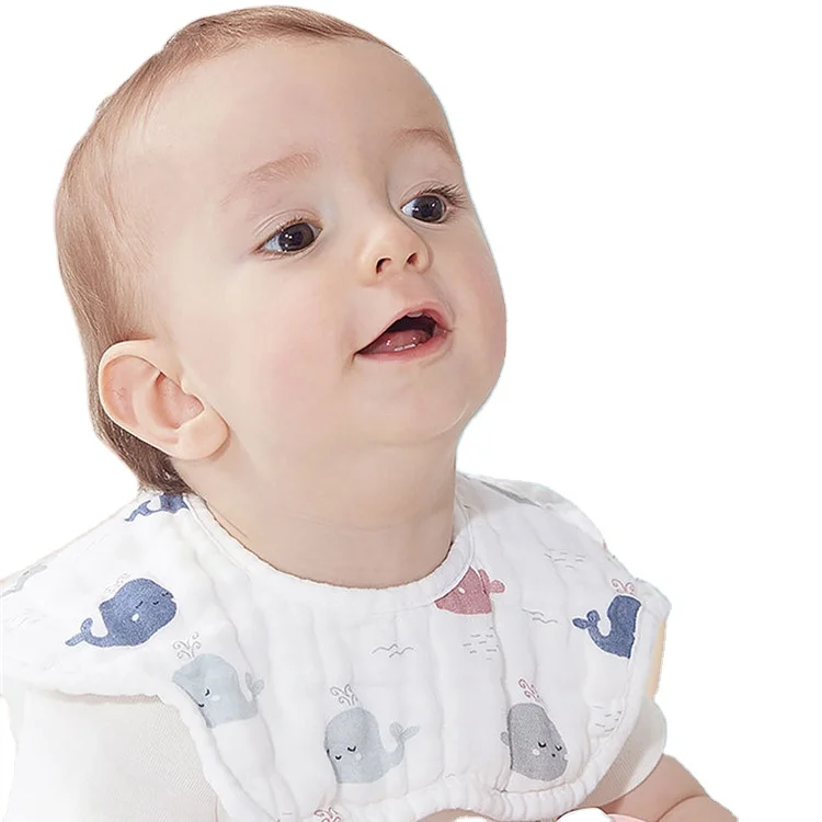 

Baby Bibs Petal Shape 6 Layers of Cotton Burp Cloths Cartoon Print Saliva Towel Infant Toddler Boys Girls Feeding Bandana Bib, Multi color