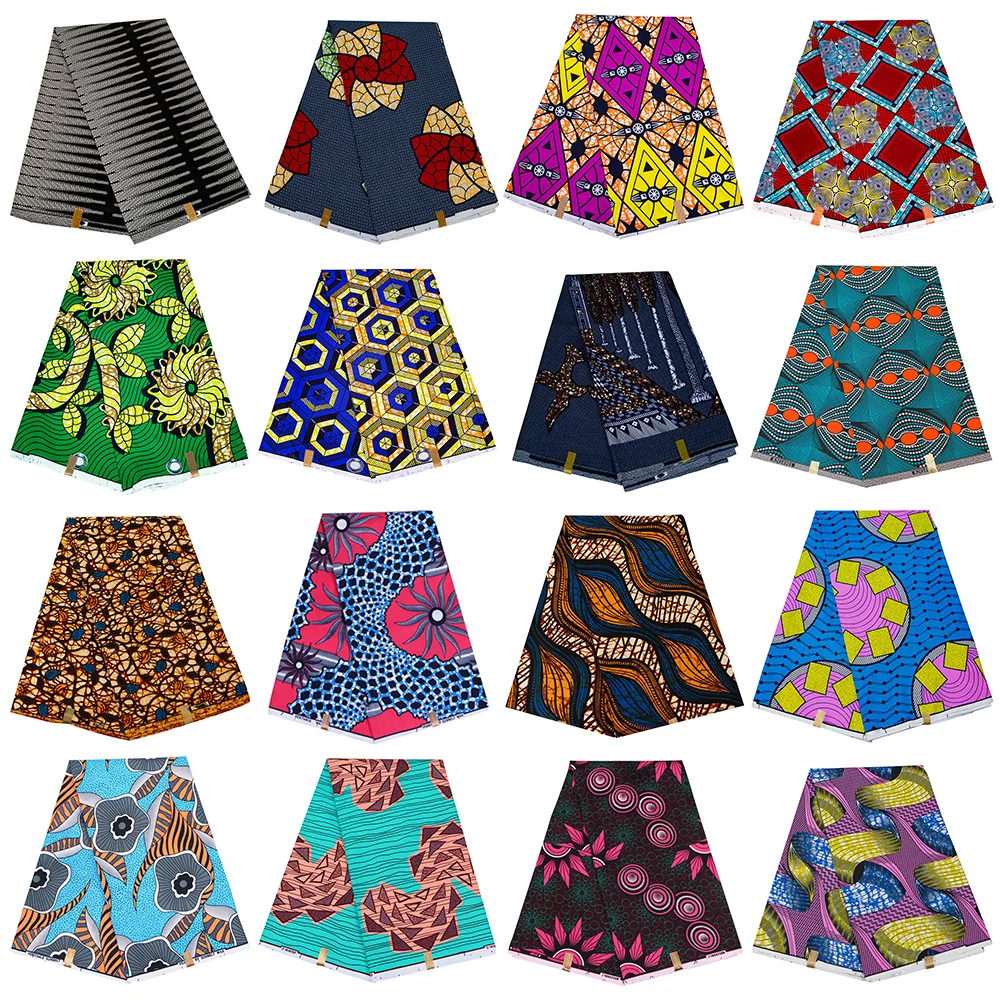 

New Arrival Nigerian DIY Dress Material African Cotton Polyester Wax Prints Fabric Real Wax 6 Yards