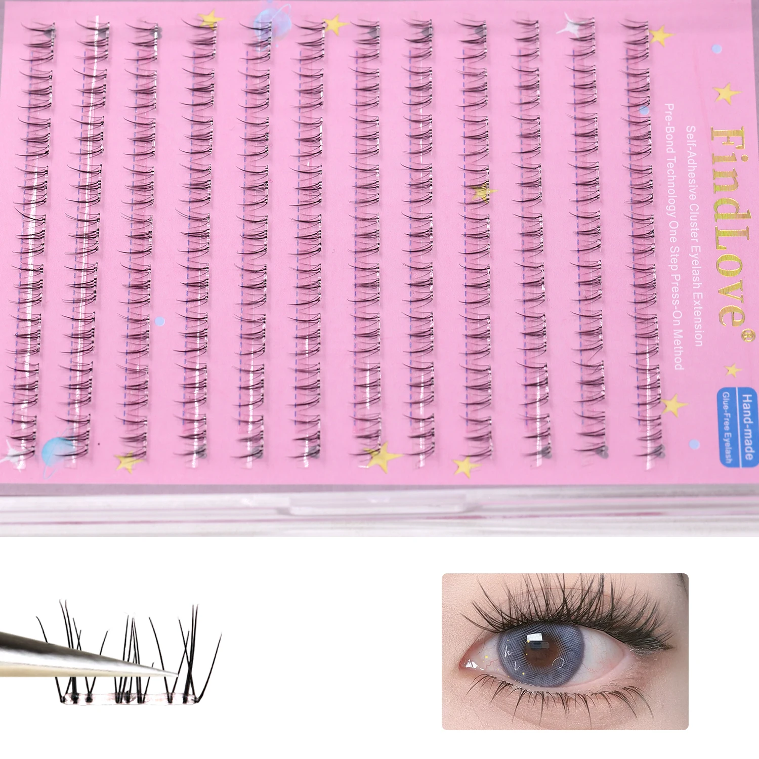 Hot Selling 12-Row Self-Adhesive Pre-Glued Lower Eyelashes Custom Logo Glue-Free Natural Looking Eyelashes
