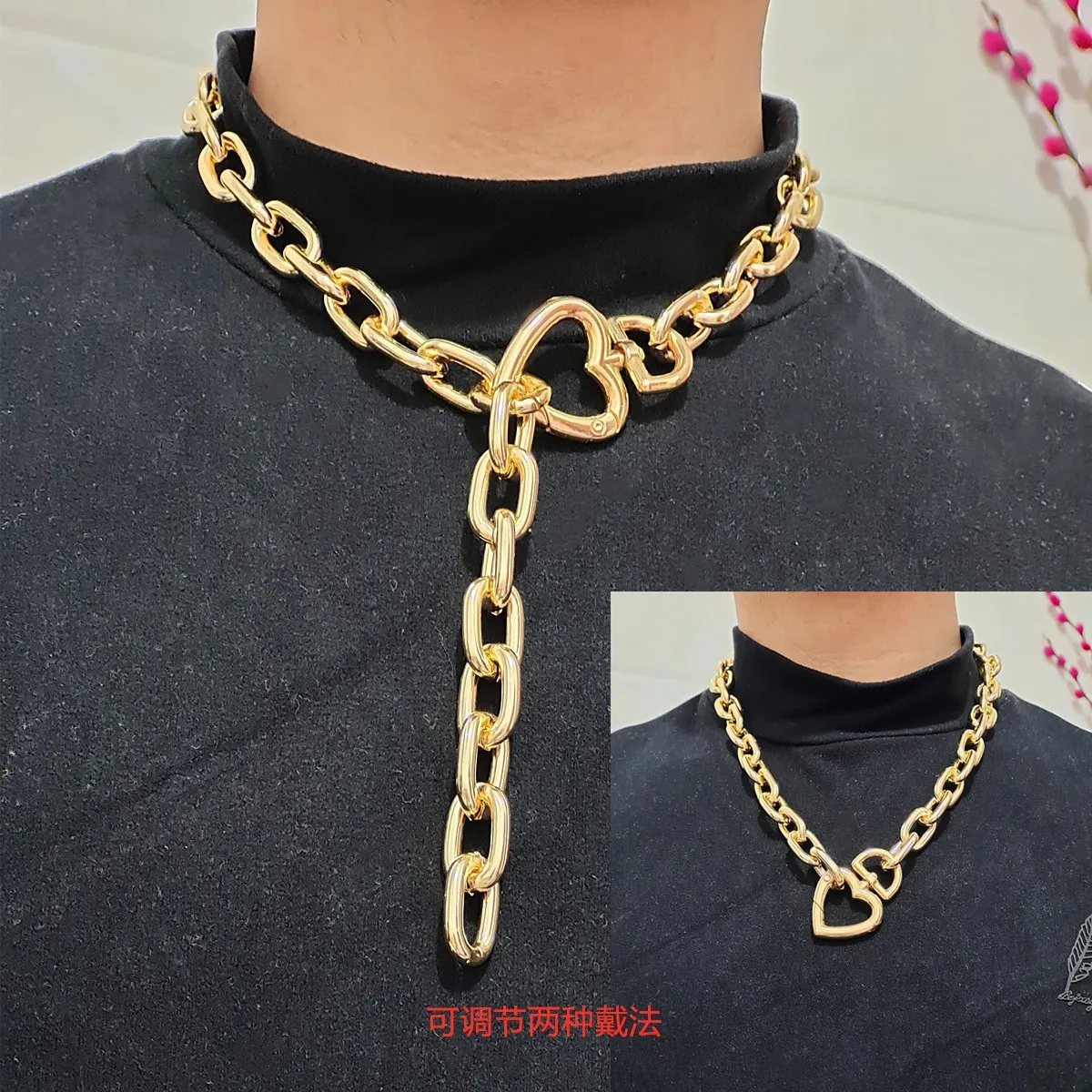 

Fashion Gold Color Necklace for Women Bijoux Heart Choker Long Heart Pendants Necklaces 2021 Geometric Vintage Jewelry, Gold, silver