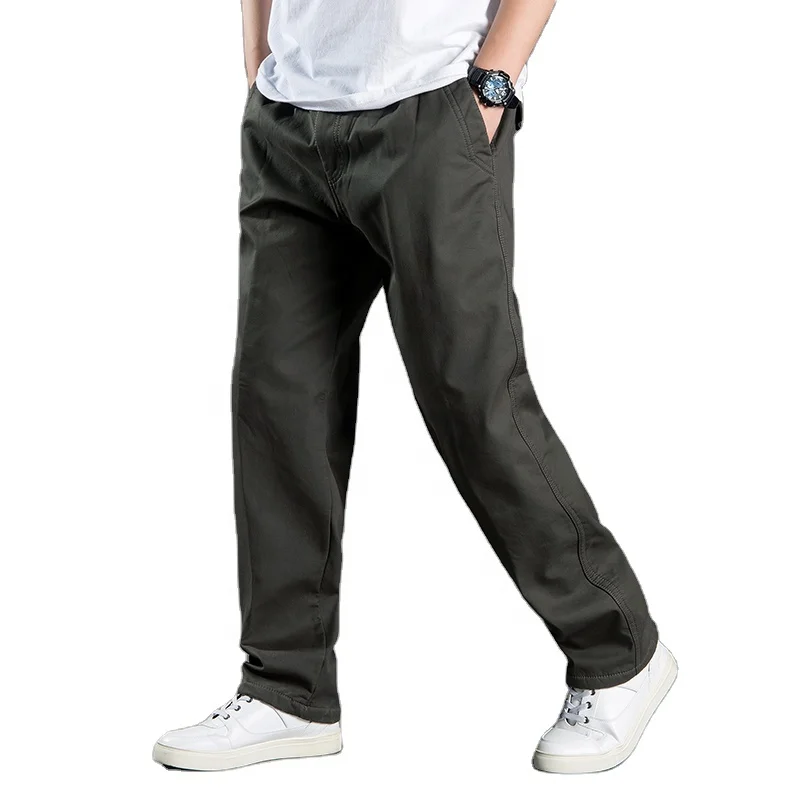 

mens trouser official chinos casual cotton cargo long plus size pants winter Middle-aged and elderly