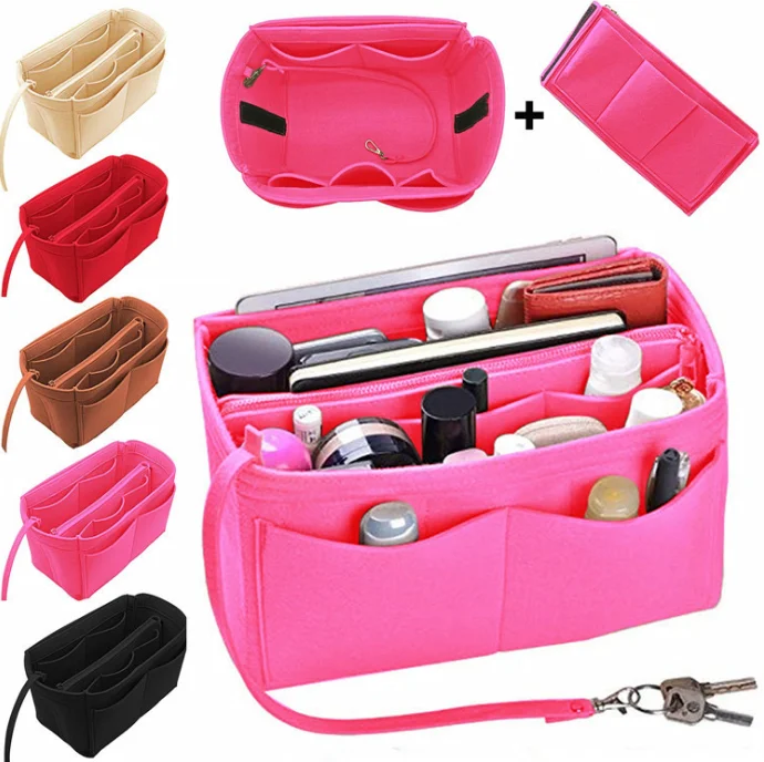 

New fashion organizer felt bag set for Toiletries cute designer makeup bag
