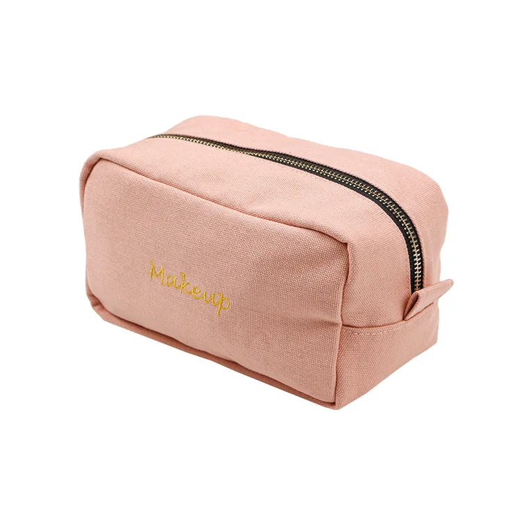 

Custom logo simple packaging multifunctional pouch zipper large capacity canvas cosmetic bag, Optional, any color for you need!