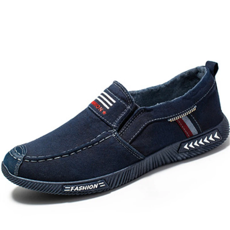 

Dropshipping Custom Logo Men's Canvas Loafers Comfortable Driving Casual Shoes Soft Sole Non-slippery Man Casual Footwear