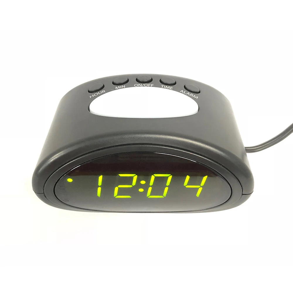 

Hot Selling 0.7' Green LED Digital Alarm Clock With 12 Hours Time Format Night Light 9 Minutes Snooze Home Clock, Dark gray