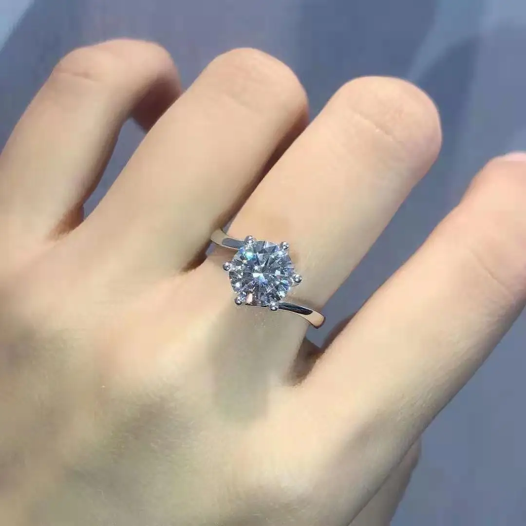 

New Arrival High Quality Wholesale 925 Sterling Silver Jewelry 925 Sterling Silver Ring with 18k gold plated 1 carat Women