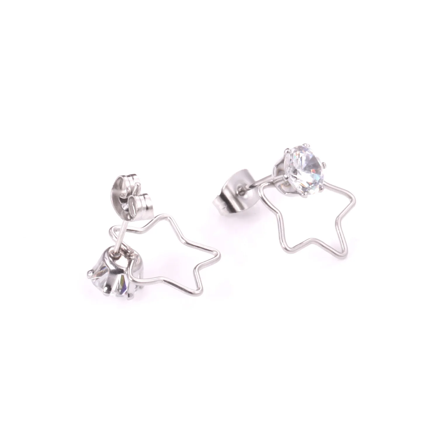 

Gold 18k Star Earring Women Wholesale Earring Zircon Stud Earrings, Gold/steel