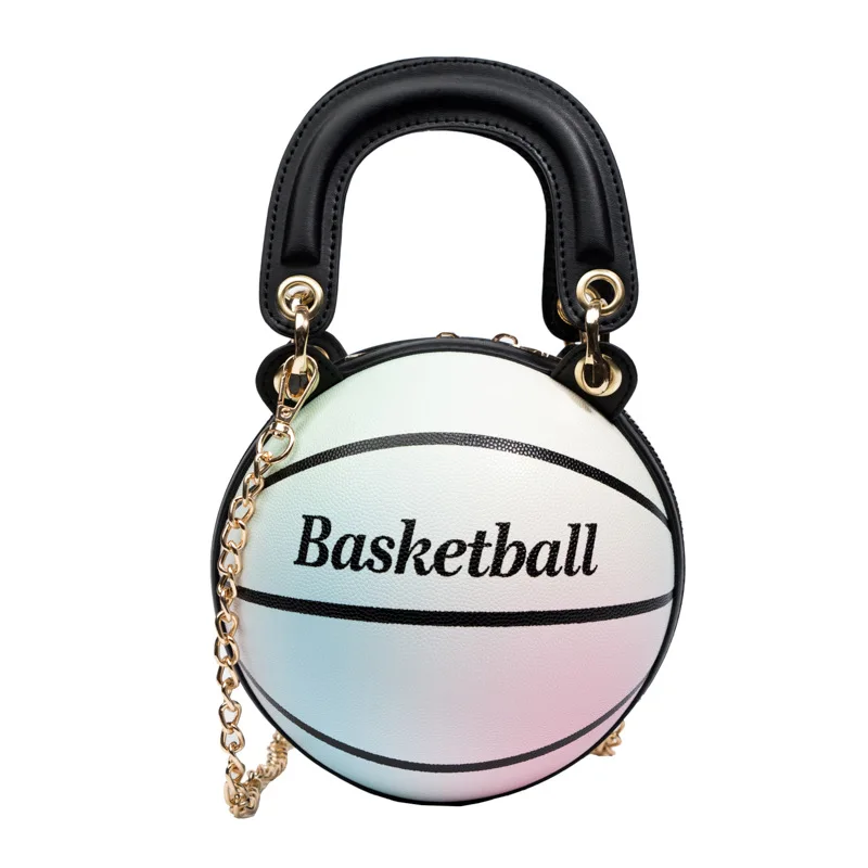 

2022 Trends women famous brands basketball purse pu leather handbags wholesale ladies small round bag, Customized color