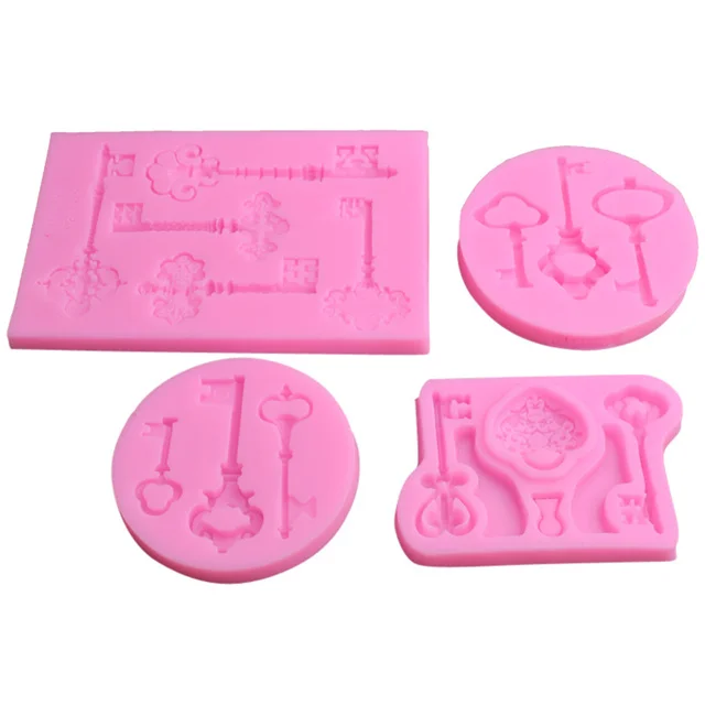 

4 Key Fondant Silicone Mold Clay Chocolate DIY Cake Baking Utensils Kitchen Accessories, As show