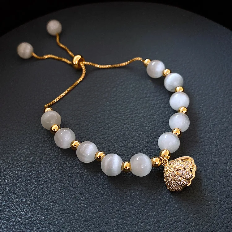 

trendy jewelry 2021 adjustable pearl bracelet shell opal bracelet charms women