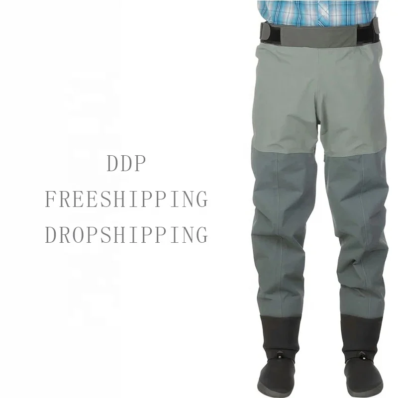 

freeshipping krisbow rubber fishing waist chest beathable orvising waders pesca waterproof transpirable piscifun, Gray