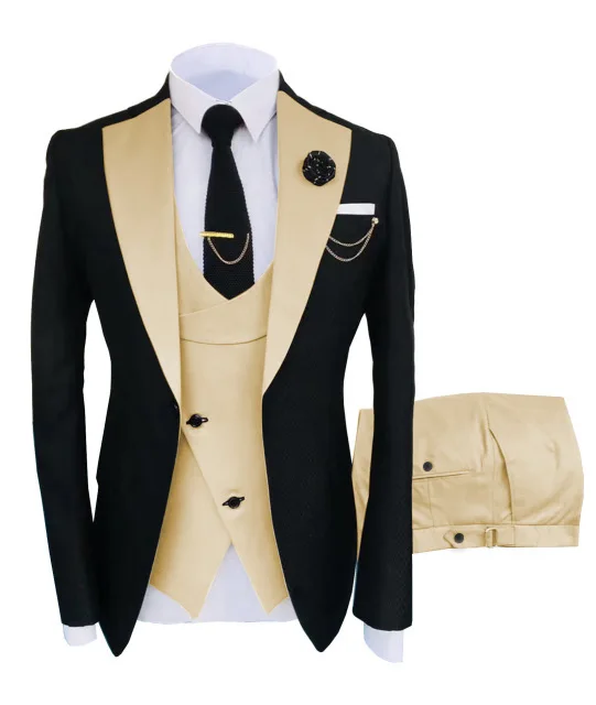 

S0104A High Quality Picture Fabric 3 Piece Set Business Pant Blazer Trouser Wedding Wear Tuxedos Men's Suits, Customized color