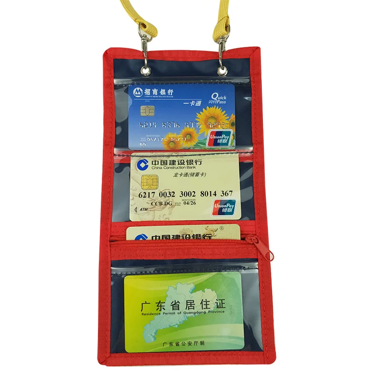 

Custom football fans fabric ticket holders name badges pouches with lanyard, Red blue green black orange