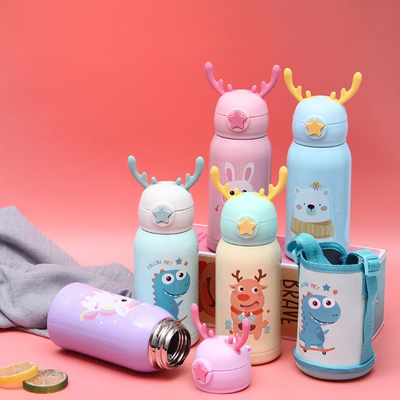 

Outside sports children cartoon 316 stainless steel vacuum thermos bottles cute Christmas elk customized logo kids food flask, Color as pictures