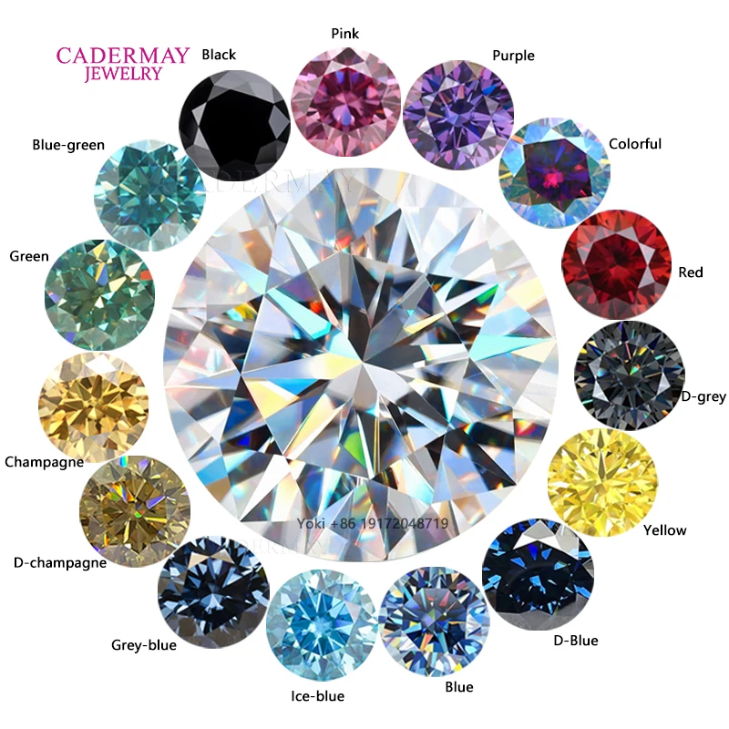 Cadermay Hot Sell Colorful Moissanite Diamond Green Champagne Red Black Yellow Pink Purple Blue Moissanite Loose