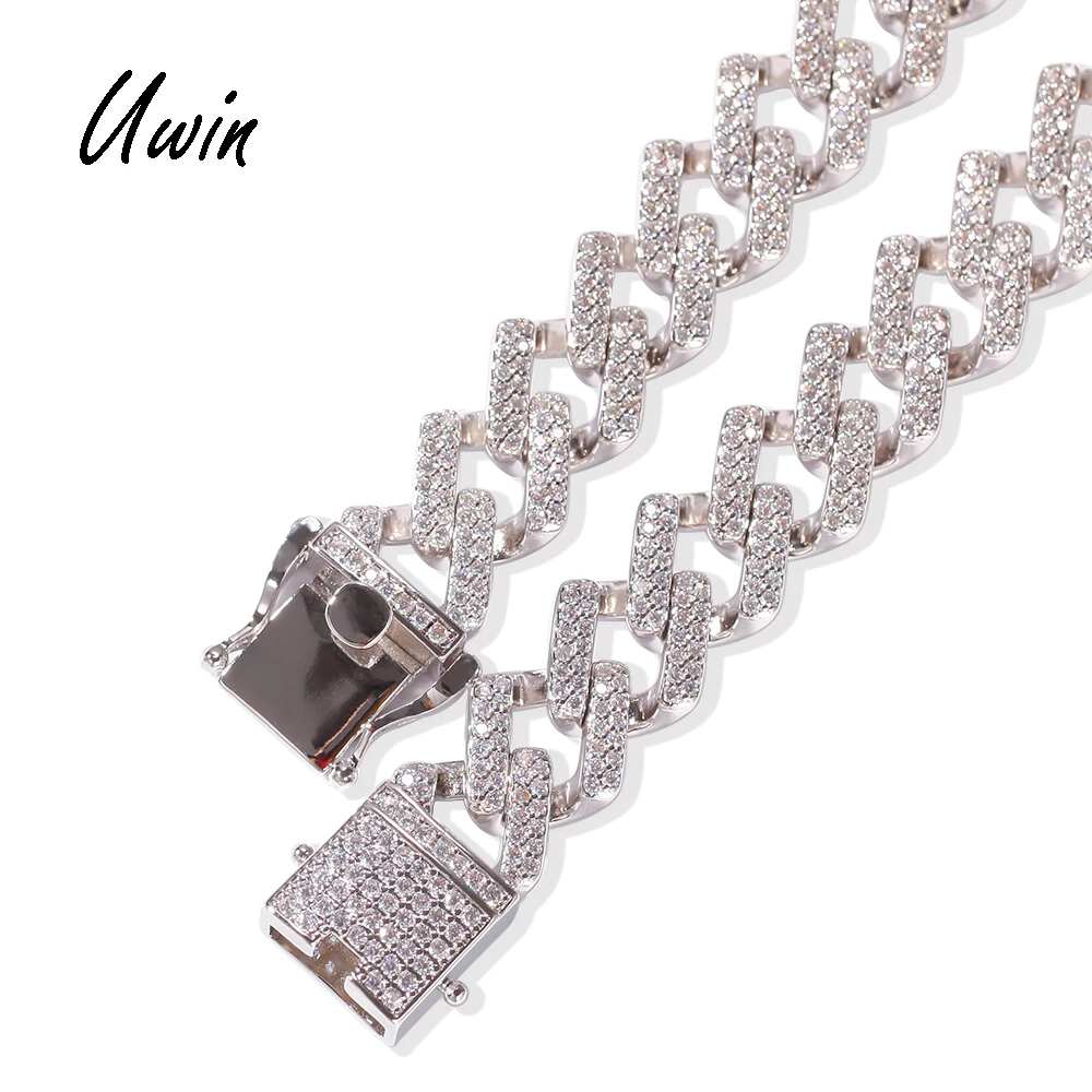 

Hip Hop Rect Cuban Link Chain Iced Out Necklace CZ Miami Gold Rhodium Rose Gold Plating Diamond Cuban Chain for Men Women, Gold, silver, or custom for you