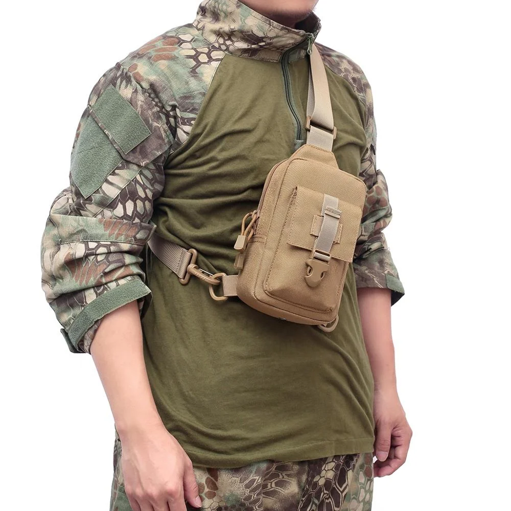 

Outdoor tactical riding sports small single sling shoulder cross body chest bag with zipper design, Black/green/tan/cp/acu