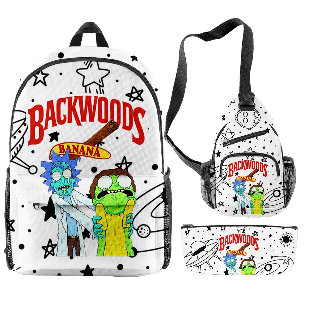 

3pcs Newest design backwoods cigar Backpack Fashion Rick & Morty smell proof Anti-odor Tobacco bag packs outdoor Shoulder Bags