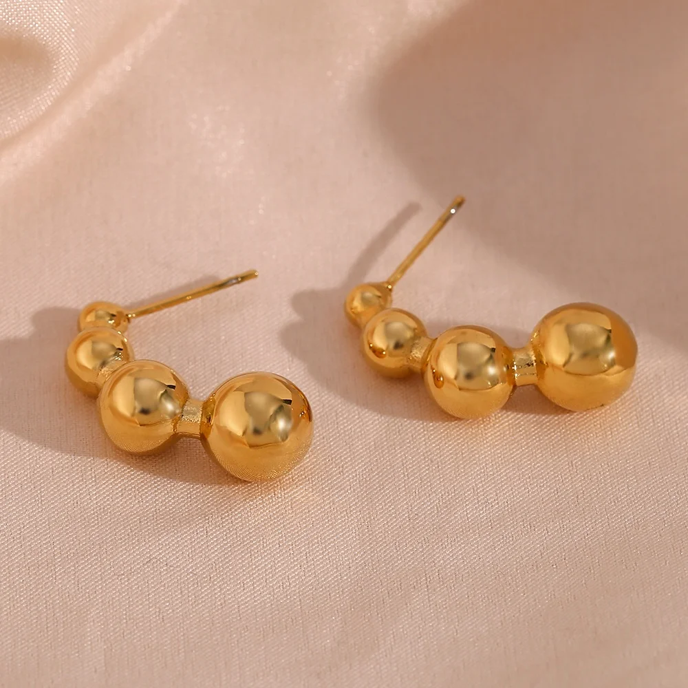 

Fashion Jewelry 2023 Beaded Christmas Earrings Gold Plated Stainless Steel Stud Earrings For Women
