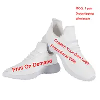 

Wholesale Men Spring/Autumn Mesh Knit Sneakers Custom Logo Printed White Black Flat Sports Shoes Breathable Footwear