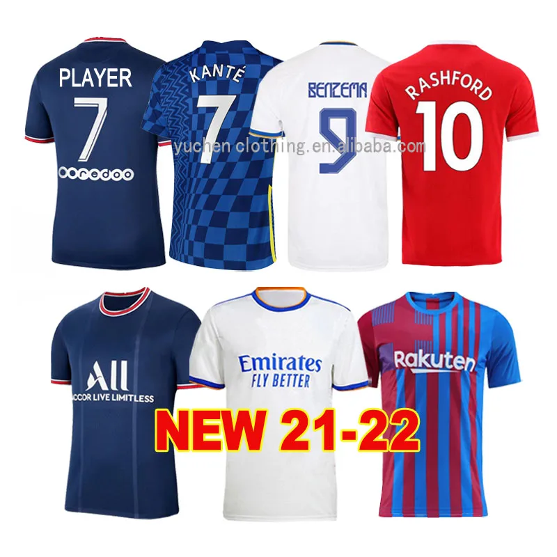 

21/22 New model Man grade thai quality Soccer Uniform Neymar Soccer Jersey in stock Mbappe football shirts Men + Kids Sets, Any color is available