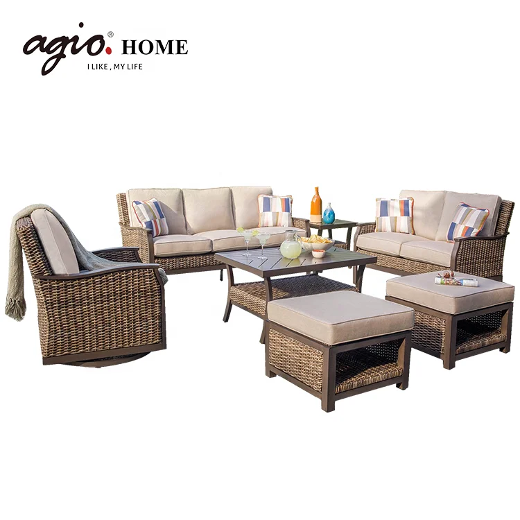 
Luxury Hotel Outdoor Leisure Furniture Garden Rattan Wicker Sofa Sets  (1600059663142)