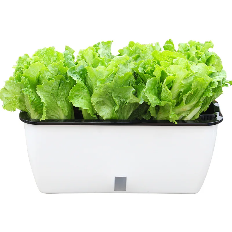 

SQ36 Family balcony Plastic Vegetable Planter Large size Rectangular Lazy Automatic Watering Flower pot Strawberry Flower Pot, As pic