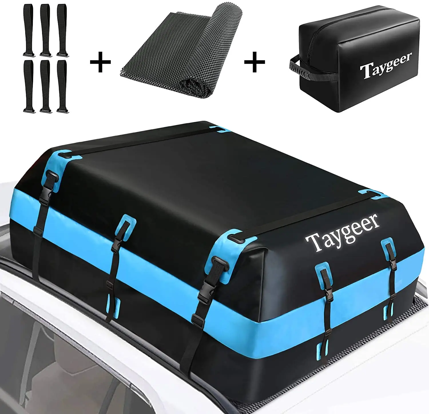 

Matein Cargo Top Carrier Roof Bag 21 Cubic Ft car 500D PVC Rooftop Travel Storage Luggage Bag Box Soft-Shell For All Cars, Customized color