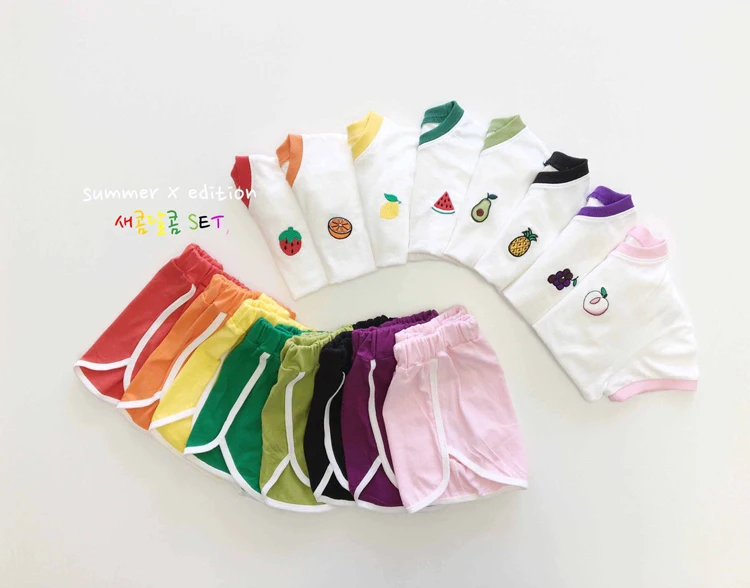 

Cotton cute fruit pattern baby boy girl clothes summer short sets