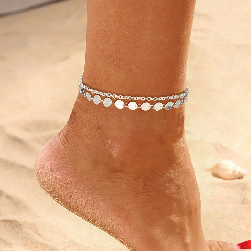 

2021 cute wholesale beach tarnish free tennis stainless steel anklet, Golden/silver