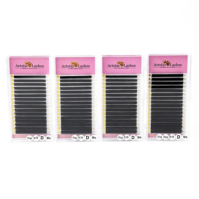 In Stock Flat Lash Tray Wholesale Matte Black Eyelash Extensions 0.15 0.20 Cashmere Ellipse Flat Lash Extensions