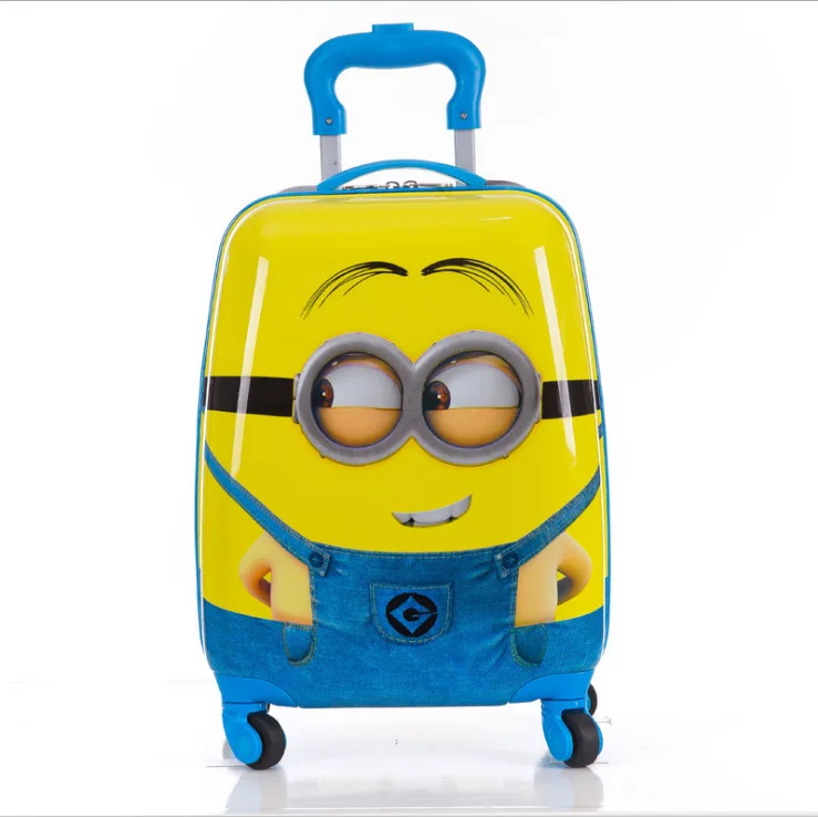 

Primary School Children Yellow Rod Suitcase Girls Boys Cartoon Travel Bags Luggage Set, Customized
