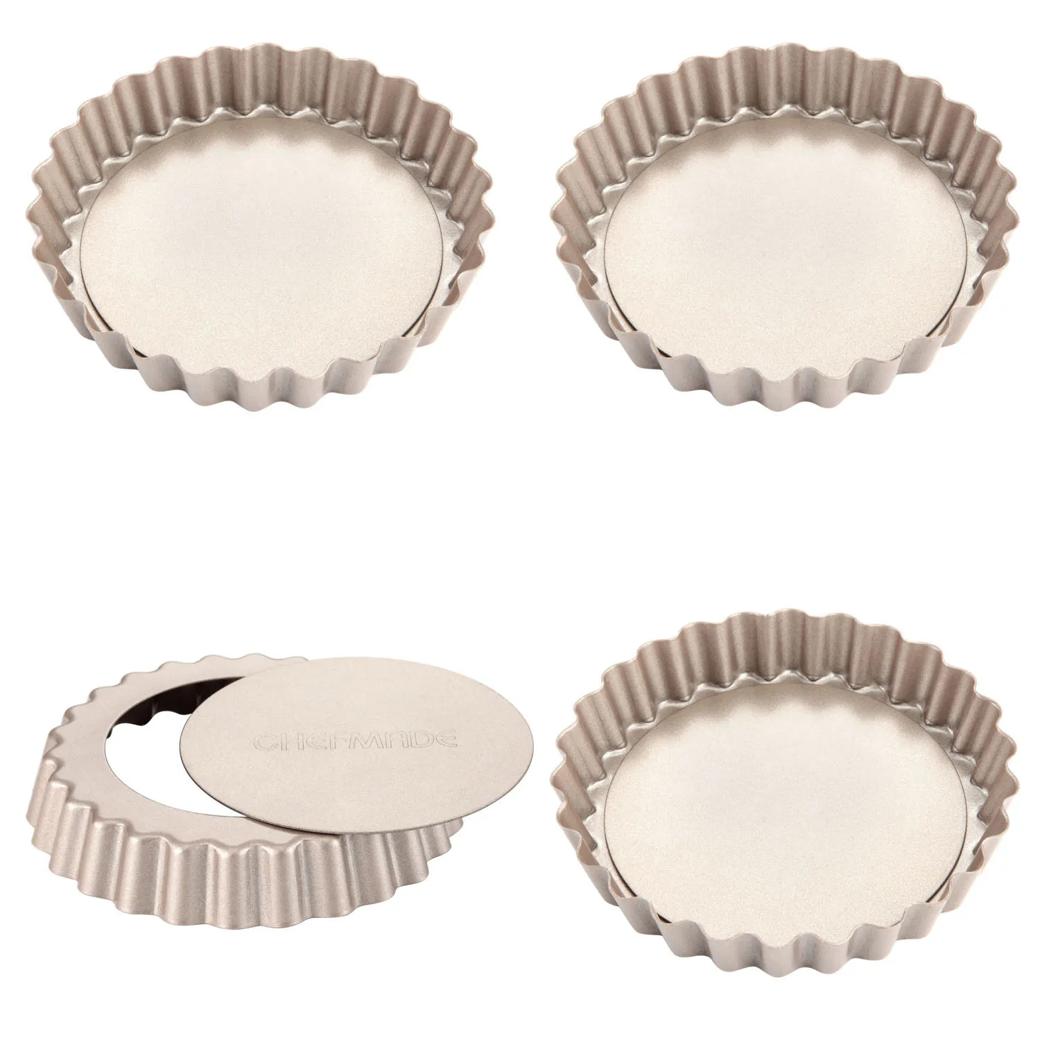 

Hot Selling Mini Round Pie Dish Non-Stick Carbon Steel set 4 of 4 Inch Quiche Pan