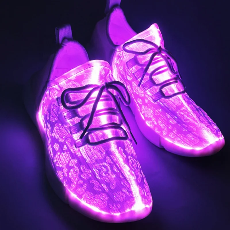 

Luminous Glow in the Dark Adults Fiber Optic Glowing Lighting Men's Party Light up LED Shoes