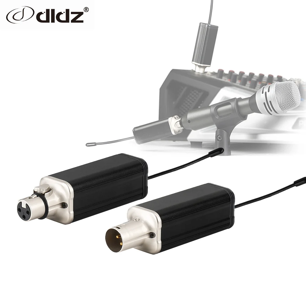 

DLDZ Professional UHF wired to wireless audio transmission system Microphone Three Core XRL Adapter Microphone Converter