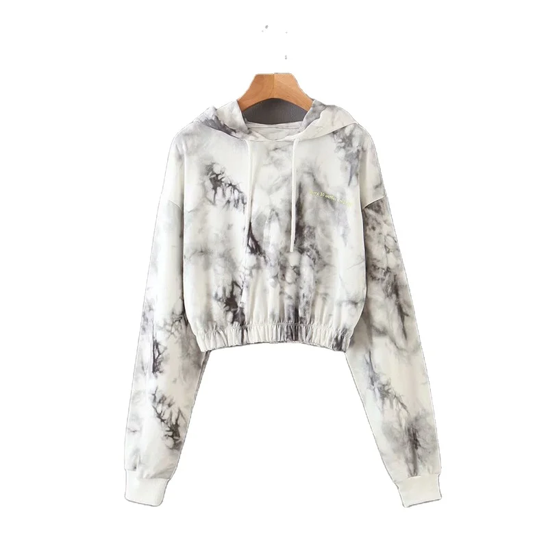 

Factory Direct Sales 2020 Hot Sale Autumn New European Style Tie-dye Hooded Loose Sweatshirt Elastic Waist Women's Hoodie, Customized color