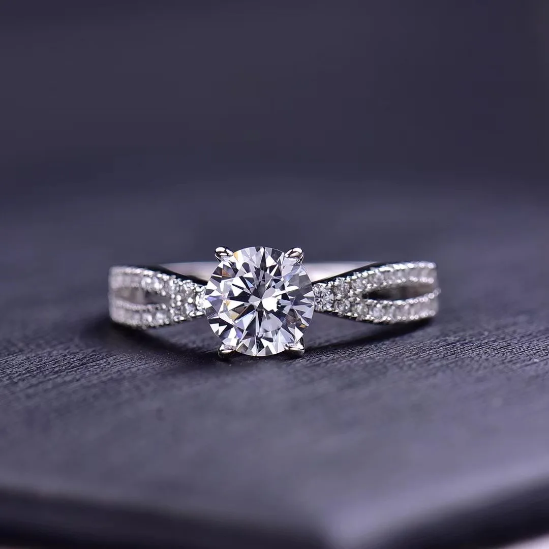 New Arrival Silver 925 Original 1 Carat Brilliant Cut Pass Diamond Test D Color Moissanite Wedding Ring for Women Fine Jewelry