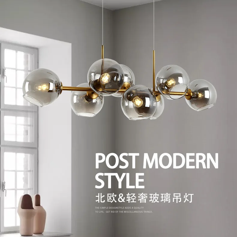 
Big italian hand blown smokely color glass ball modern colored bubble led chandelier pendant light 