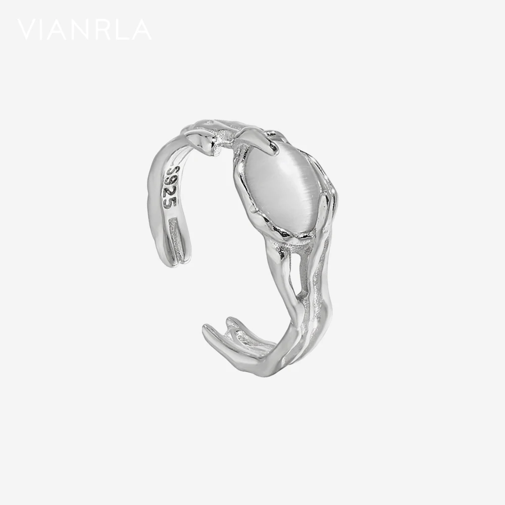 

VIANRLA 925 Sterling Silver Oval Shaped White Opal Opening Adjustable Ring Unique Design Women Jewelry Gifts Drop Shipping