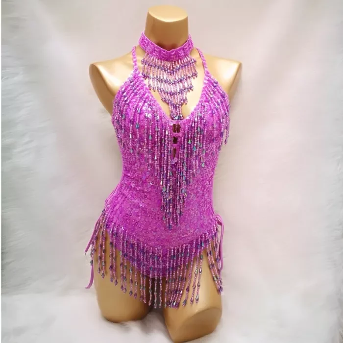 

Sexy Showgirl Carnival Costumes for EDC beading Sequin One-Piece Bodysuit Outfit Costume Stage Performance Leotard DJ Party