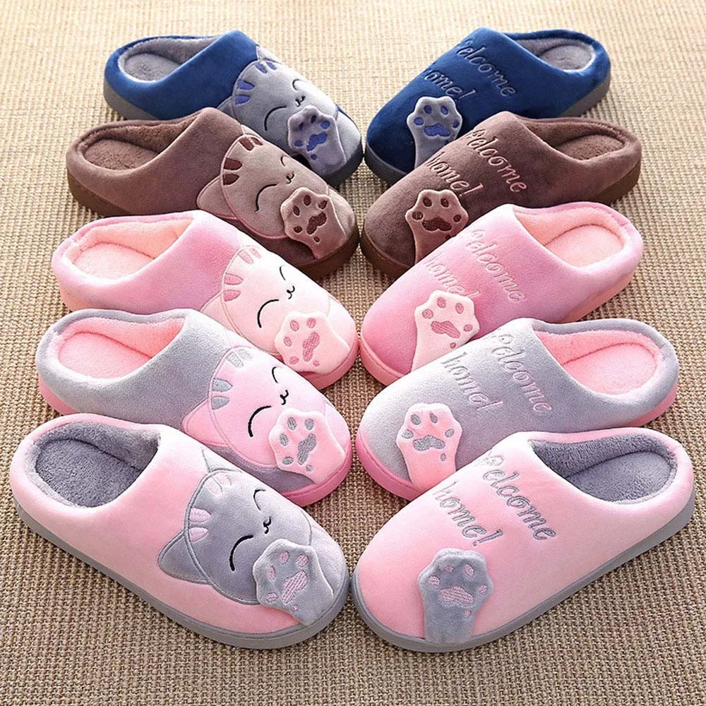 

Non-slip Winter Animal Women Slippers Cotton Indoor Plush Slipper home shoes, Green