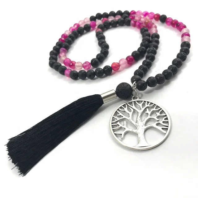 

Gemstone natural stone 6 mm round beads stretch wrap bracelet for meditation magic Mala long necklace