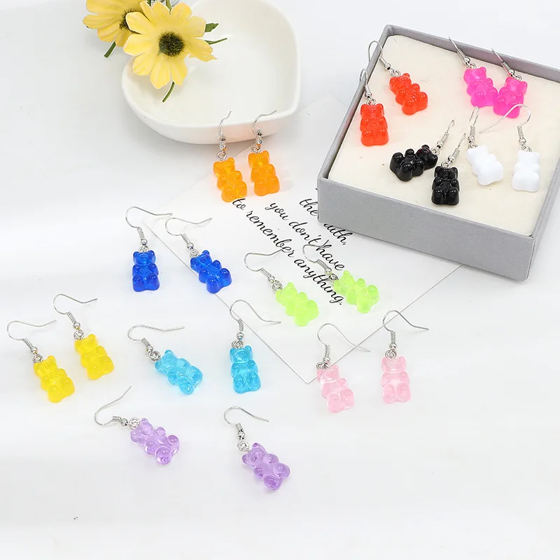 

Cross-Border European And American New Earrings Creative Personality Jelly Series Colorful Bear Earrings Fashion Earrings, Picture