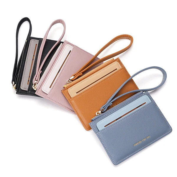 

Lady Fashion Credit Card Card Holder Slim High Quality Small Change Credit Card Holder With Zipper Handle, Mix