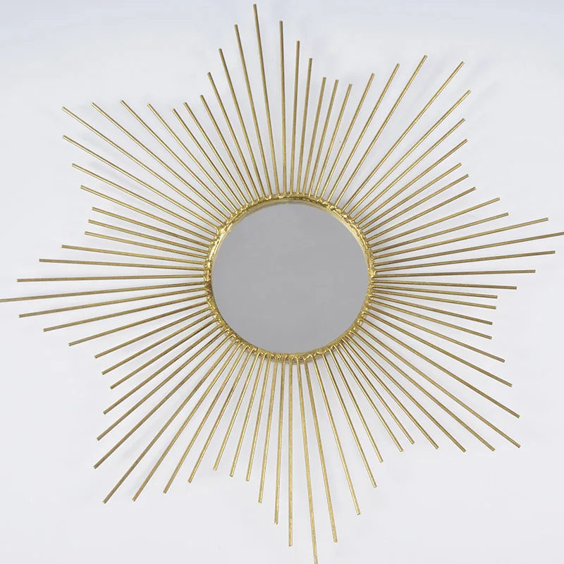 60X60CM Shinny Golden Sun Creative Design Art Modern Home Decorative Metal Wall Mirrors Superior Quality Luxury Dropshipping DDP