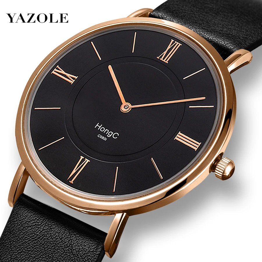 

YAZOLE M C801 New Arrival Europe Minimalist Gold Luxury Watch Custom Logo Unisex Quartz Wrist Watches Waterproof Men Reloj, White dial/black dial