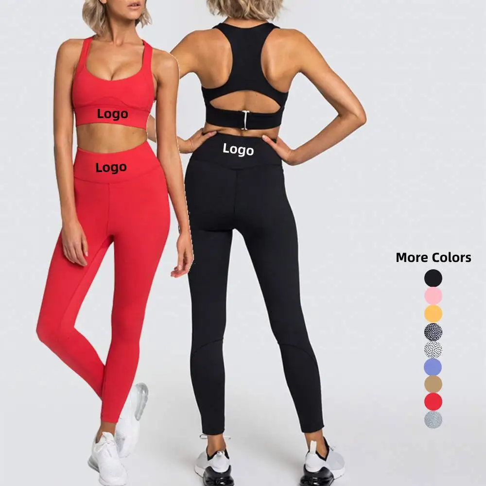 

2020 Wholesale Fitness Running Wear Removable Cups Sports Bra and Hi-Waist Leggings Yoga Gym Clothes Yoga Set, As show