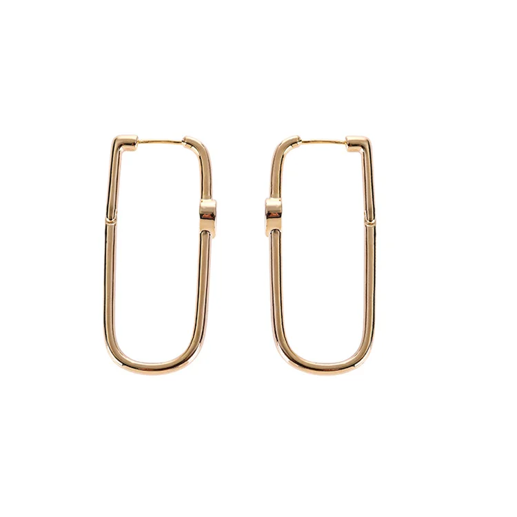 

2021 Factory Supply Simple Trendy 18k Gold Plated High Quality Hoop Earrings Bulk With Rhinestone, Picture shows