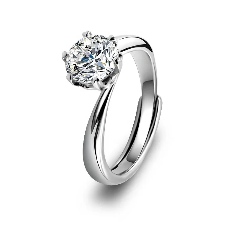 

Best Jewelry 925 Silver Ring 1 Carat Engagement Moissanite Diamond Ring Adjustable